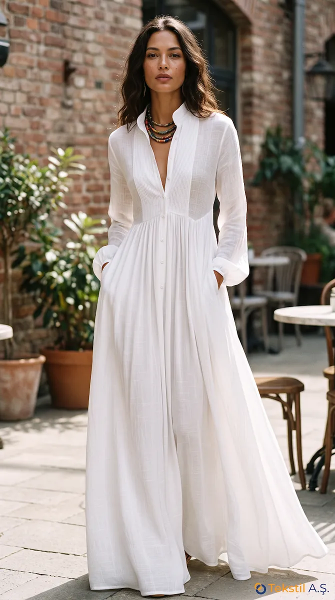 Romantic Cut Cotton Linen Maxi Dress